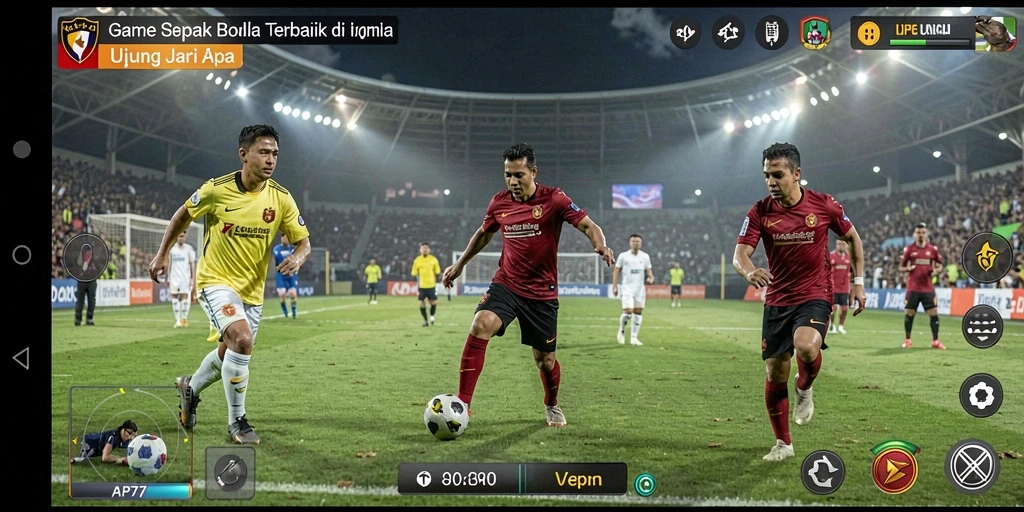 Tampilan gameplay menakjubkan dari API77 dengan aksi sepak bola intens.