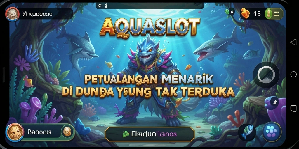 Tangkapan layar gameplay AQUASLOT yang menunjukkan eksplorasi petualangan seru.