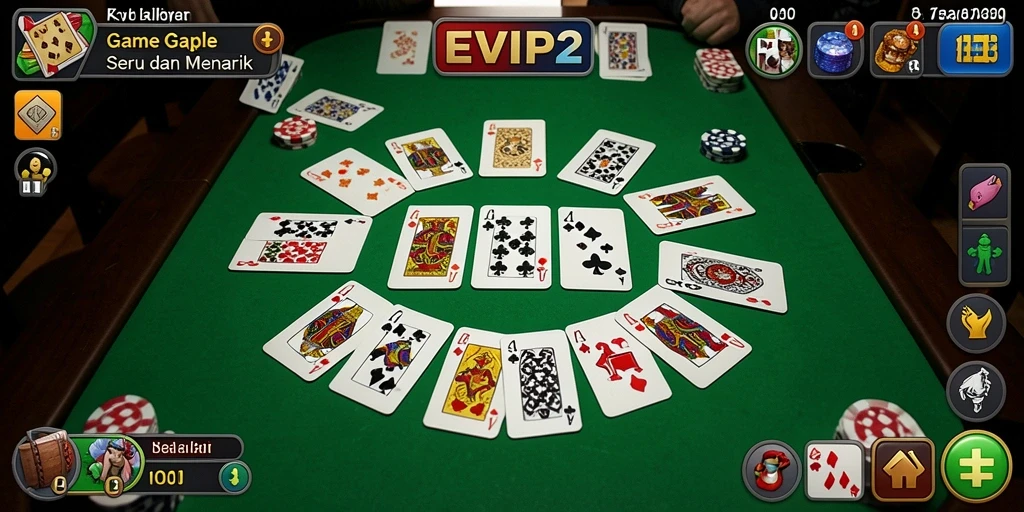 Tampilan gameplay seru dari EVIP2 dalam permainan Gaple.