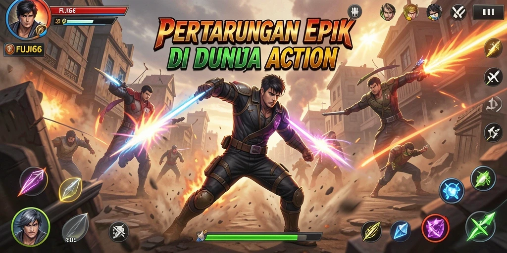 Tampilan gameplay menegangkan dari FUJI66 dengan aksi pertarungan epik.