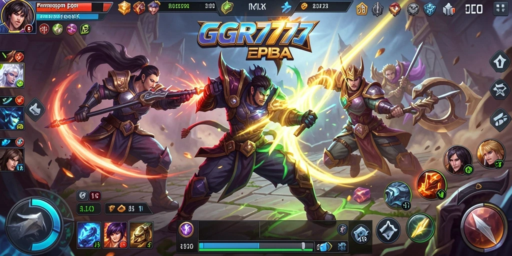 Menampilkan aksi seru dalam pertempuran GGR7777 MOBA.