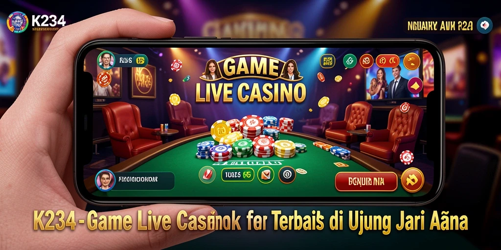 Screenshot gameplay K234 menampilkan dealer profesional dan suasana kasino yang nyata.