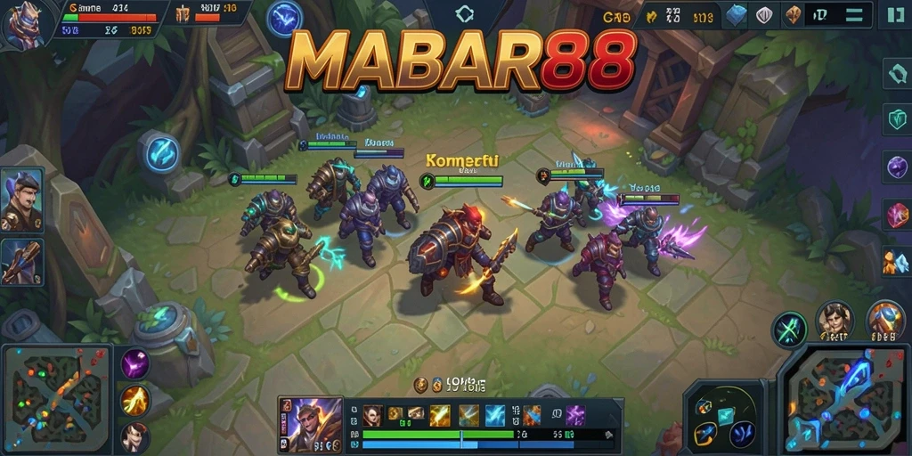 Tangkapan layar gameplay seru dari MABAR88 yang menunjukkan pertarungan MOBA.