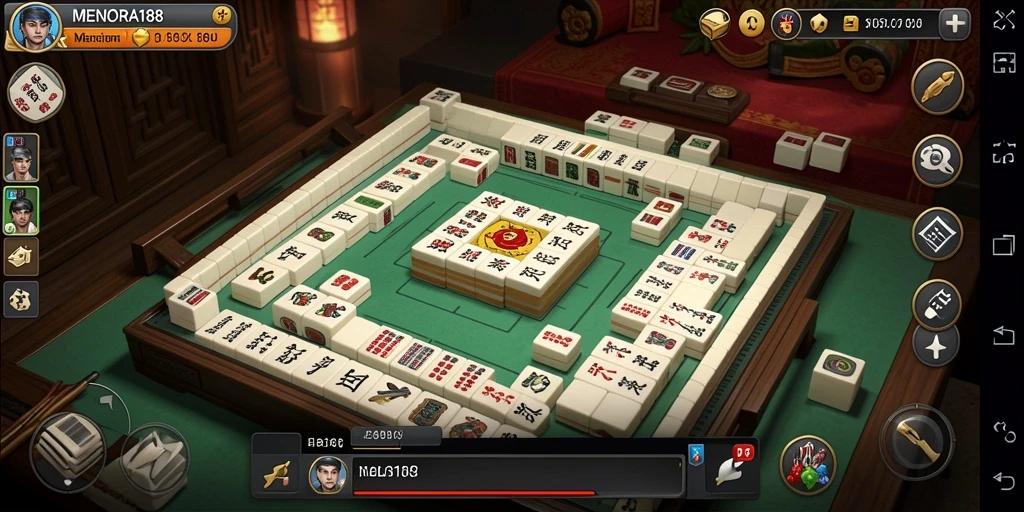Screenshot MENARA188 menampilkan gameplay Mahjong yang menarik dan penuh warna.