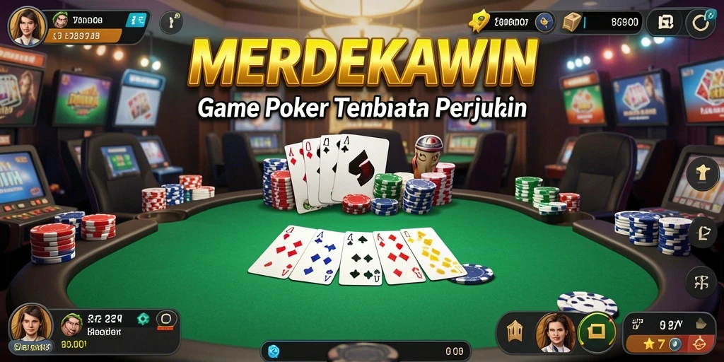 Tampilan gameplay poker yang mendebarkan di MERDEKAWIN.