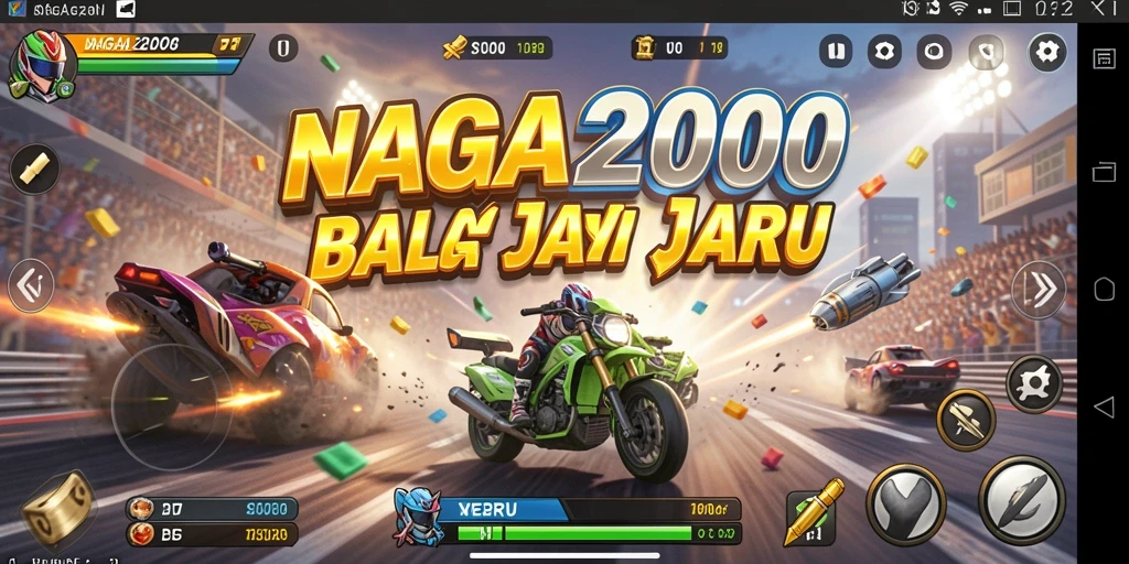 Screenshot gameplay NAGA2000 yang menampilkan aksi balapan seru.
