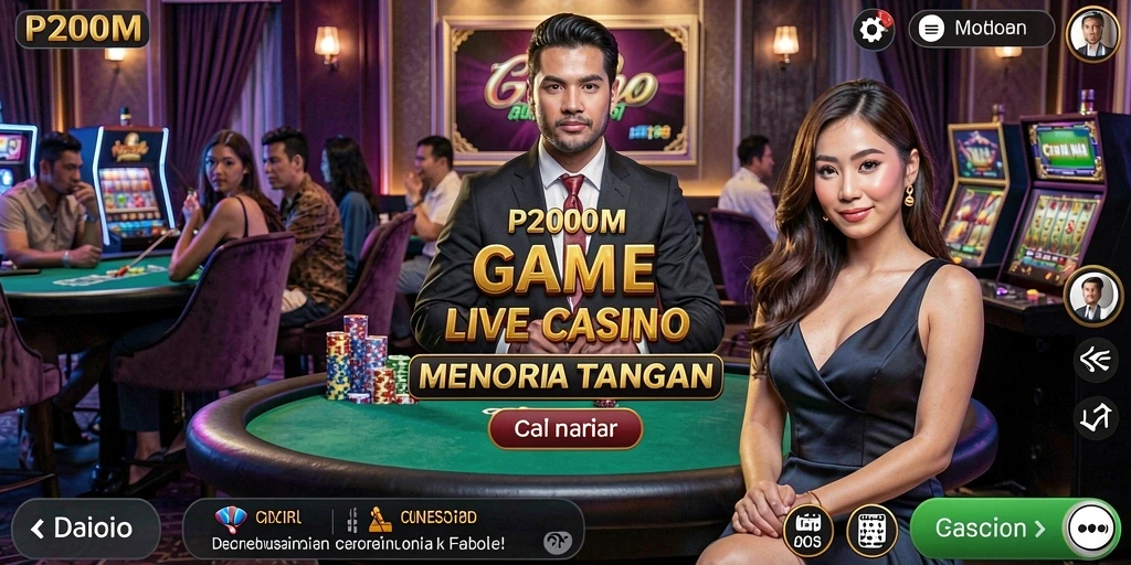 Screenshot P200M menampilkan gameplay Live Casino yang mendebarkan dan interaktif.