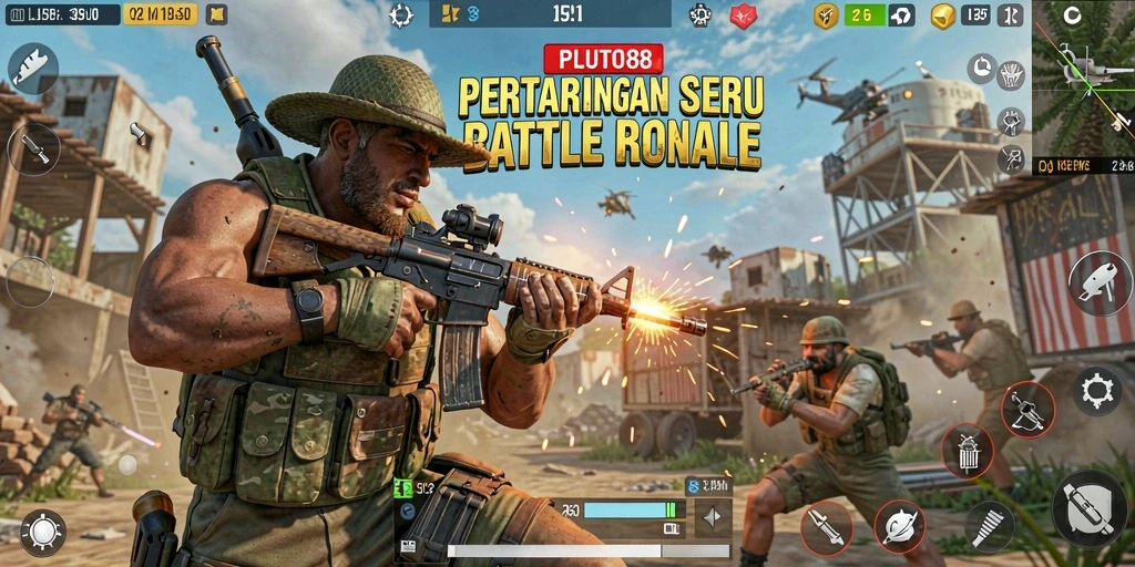 Screenshot gameplay PLUTO88 dalam aksi Battle Royale yang mendebarkan.