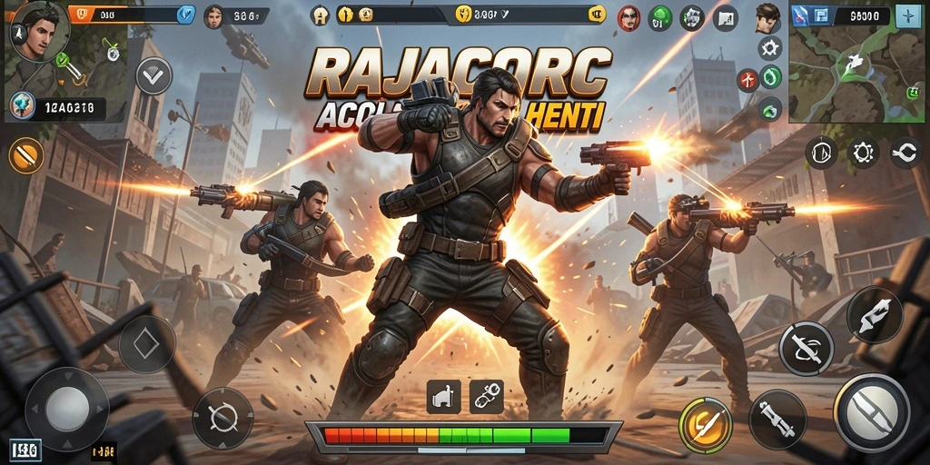 Tampilan gameplay RAJACORC yang intens dan penuh aksi.