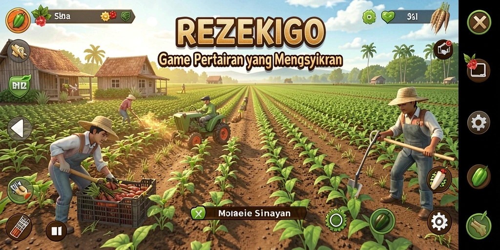 Tampilan gameplay REZEKIGO yang menggembirakan dan penuh warna.