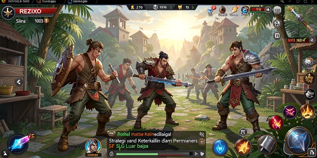 Tampilan gameplay menarik dari REZIXO dengan elemen SLG yang dinamis.
