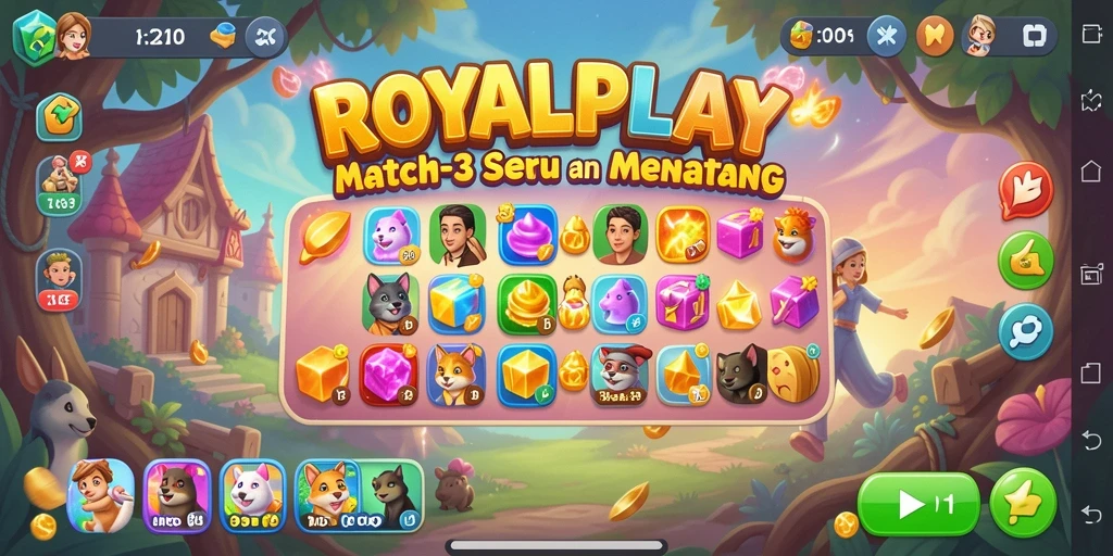 Tampilan gameplay seru dari ROYALPLAY dengan tantangan Match-3.
