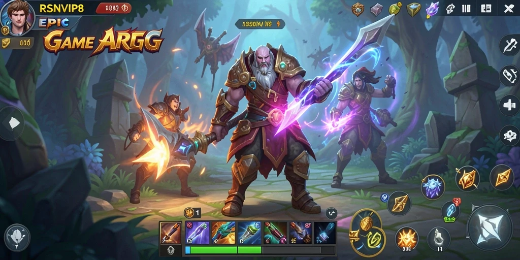 Tangkapan layar gameplay menampilkan pertarungan epik melawan monster.