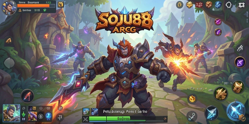 Tampilan seru dari gameplay ARPG di SOJU88 dengan karakter yang beraksi.
