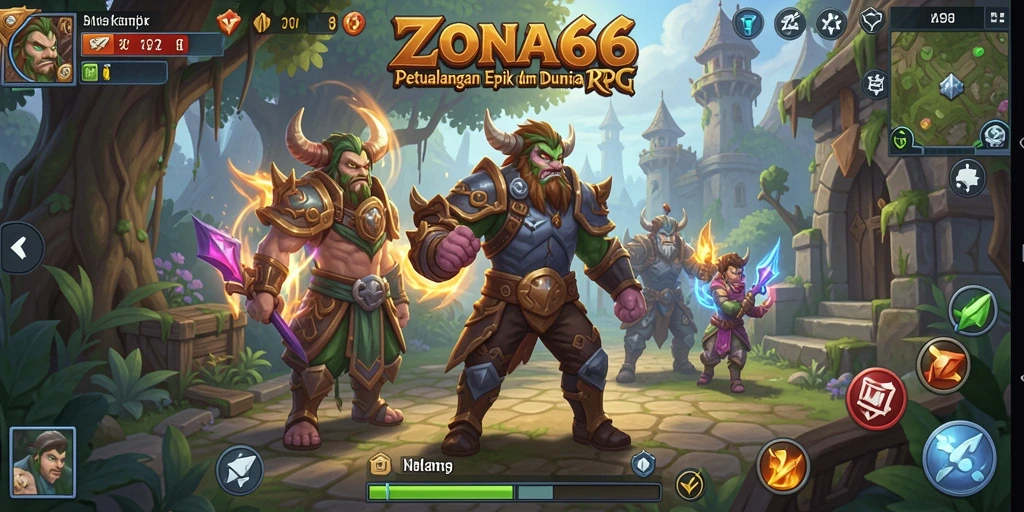 Gameplay ZONA66 yang menampilkan pertempuran RPG yang mendebarkan.